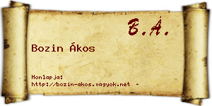Bozin Ákos névjegykártya